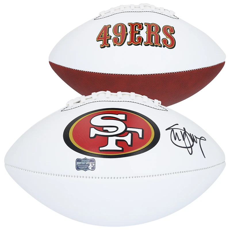 Ballon de football blanc Franklin autographié par Steve Young des 49ers de San Francisco