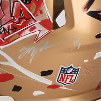 Casque Riddell Speed ​​Authentic autographié par Steve Young des 49ers de San Francisco - Illustration de King Saladeen - Édition limitée n° 1/1