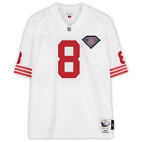 Maillot authentique Mitchell & Ness blanc autographié par Steve Young des 49ers de San Francisco, avec inscription « SB XXIX MVP, HOF 2005 »