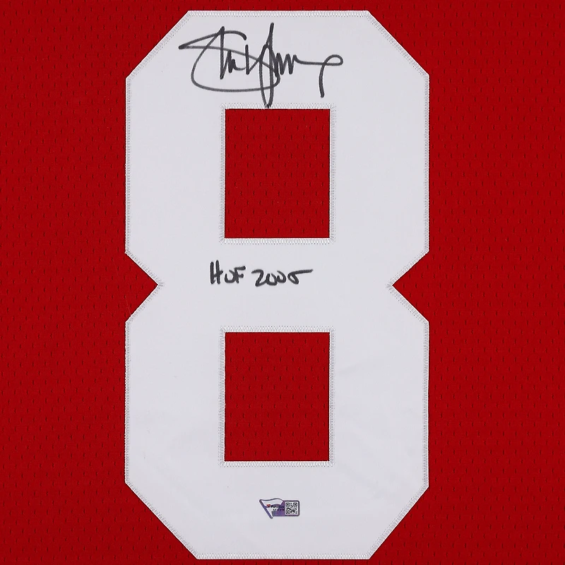 Steve Young San Francisco 49ers SM Deluxe Framed Autographed Red Replica Mitchell & Ness Jersey with "HOF 2005" Inscription