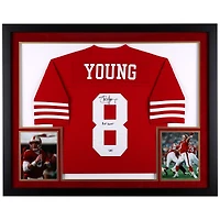 Steve Young San Francisco 49ers SM Deluxe Framed Autographed Red Replica Mitchell & Ness Jersey with "HOF 2005" Inscription
