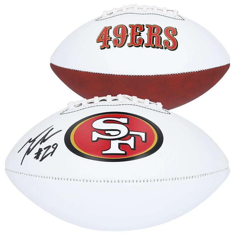 Ballon de football à panneau blanc Franklin autographié par Talanoa Hufanga des 49ers de San Francisco