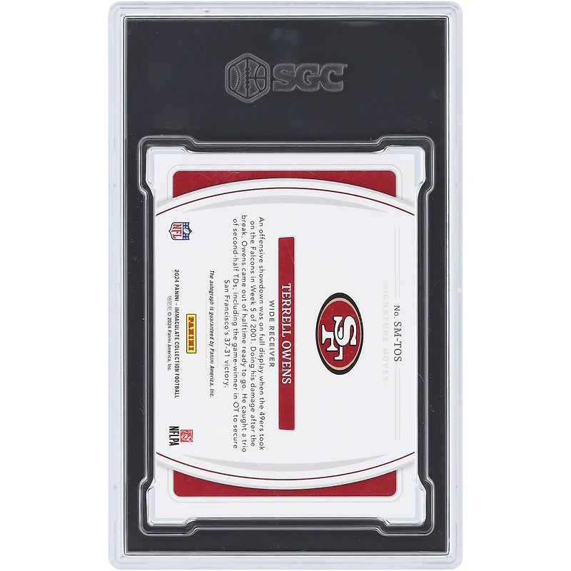 Terrell Owens San Francisco 49ers Autographed 2024 Panini Immaculate Collection Signature Moves #SM-TOS #9/25 SGC Authenticated 8.5/10 Card