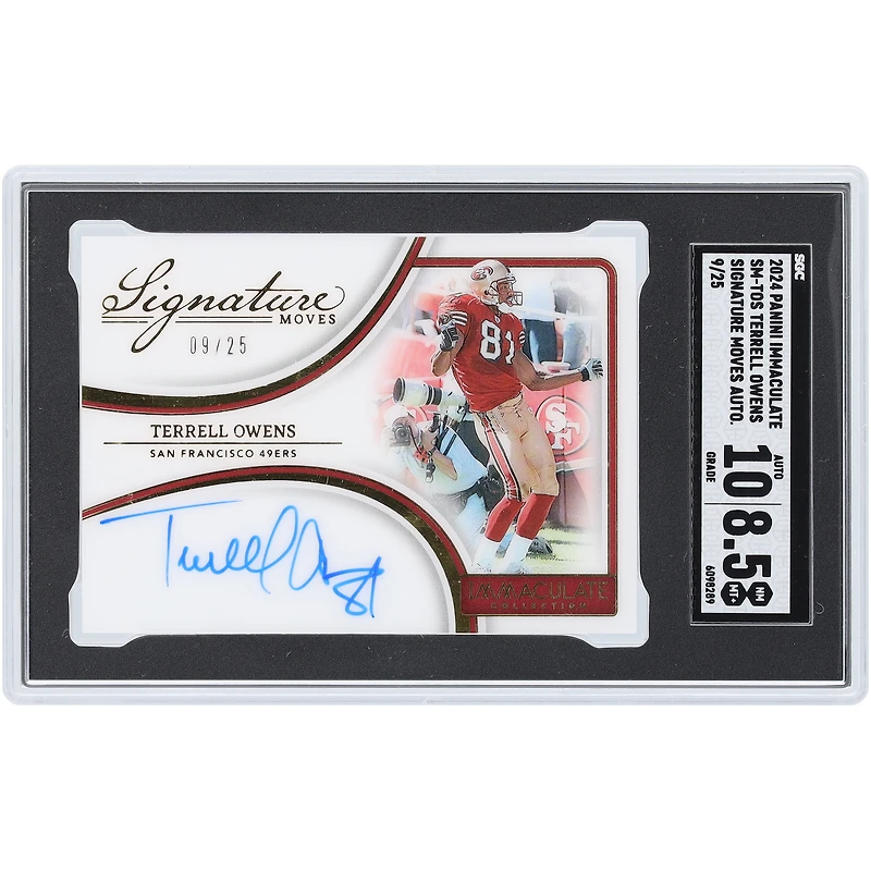 Terrell Owens San Francisco 49ers Autographed 2024 Panini Immaculate Collection Signature Moves #SM-TOS #9/25 SGC Authenticated 8.5/10 Card