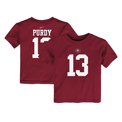 T-shirt avec nom et numéro de joueur Nike Brock Purdy Scarlet San Francisco 49ers pour tout-petit