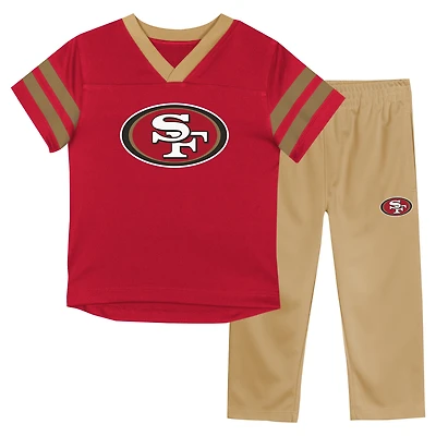 Ensemble t-shirt et pantalon à col en V rouge/or des 49ers de San Francisco pour tout-petits