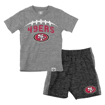 Toddler Wes & Willy Gray/Charcoal San Francisco 49ers T-Shirt Contrasting Shorts Set