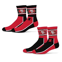Lot de 2 paires de chaussettes mi-mollet unisexes Starter noires/écarlates San Francisco 49ers à double bloc de couleur