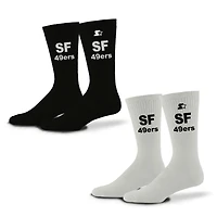 Lot de 2 paires de chaussettes d'assistance unisexes Starter noires/blanches des San Francisco 49ers