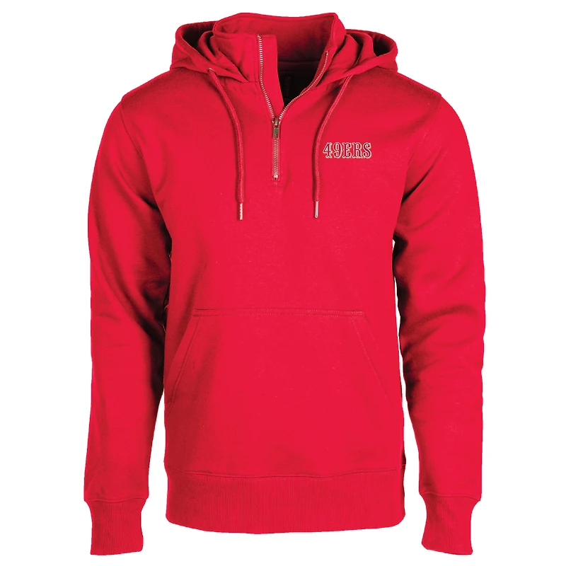 Unisex Dunbrooke  Scarlet San Francisco 49ers Defender Quarter-Zip Hoodie