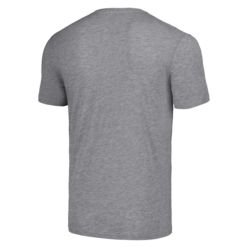 T-shirt unisexe Hommage à Christian McCaffrey, joueur des 49ers de San Francisco, en mélange trois matières. Gris.