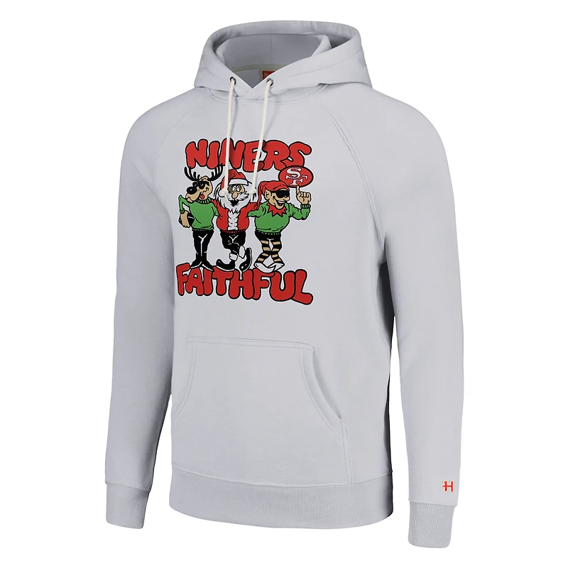 Sweat à capuche unisexe Homage Grey San Francisco 49ers Holiday Raglan Tri-Blend