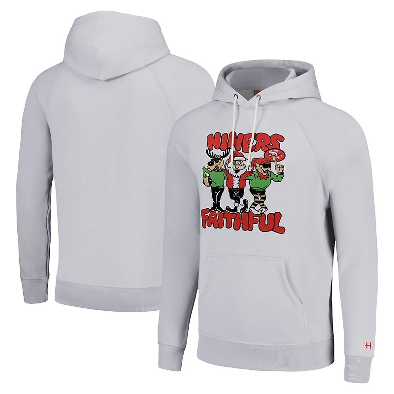 Sweat à capuche unisexe Homage Grey San Francisco 49ers Holiday Raglan Tri-Blend