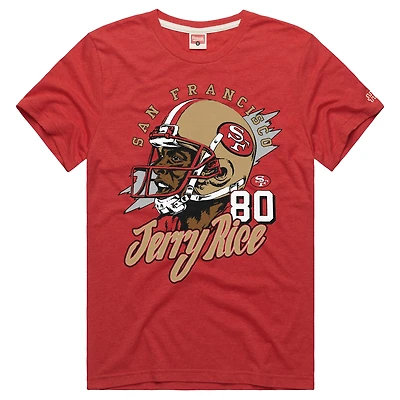 Unisex Homage Jerry Rice Scarlet San Francisco 49ers Classic Illustration Tri-Blend T-Shirt