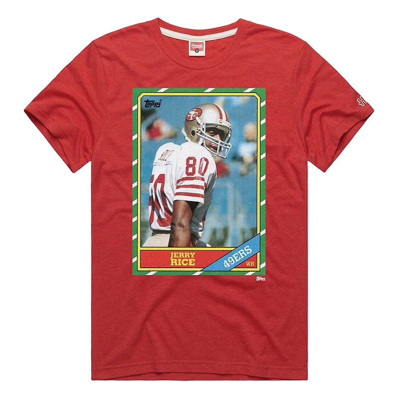 Unisex Homage Jerry Rice Scarlet San Francisco 49ers NFL Topps Trading Card Tri-Blend T-Shirt