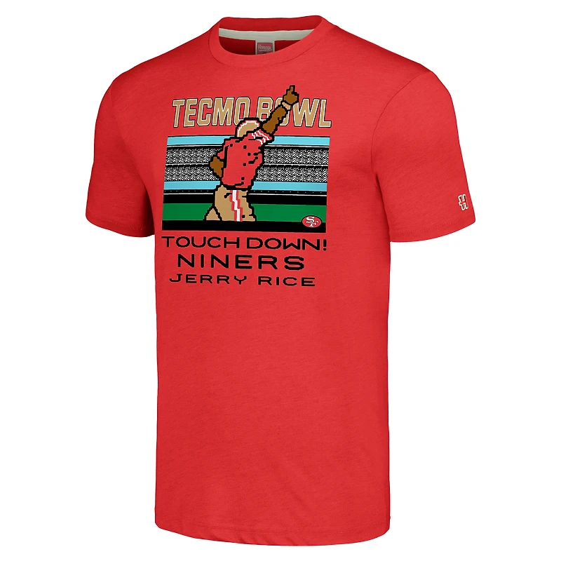 Unisex Homage Jerry Rice Scarlet San Francisco 49ers Tecmo Bowl Retired Player Graphic Tri-Blend T-Shirt