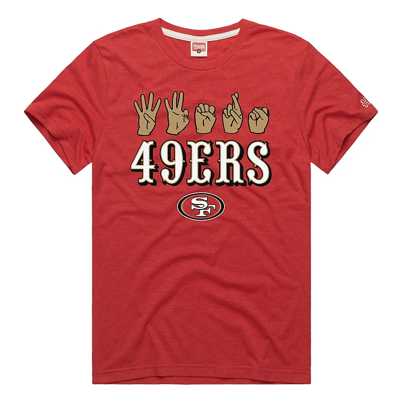 T-shirt unisexe Hommage Scarlet San Francisco 49ers NFL ASL Collection par Love Sign Tri-Blend