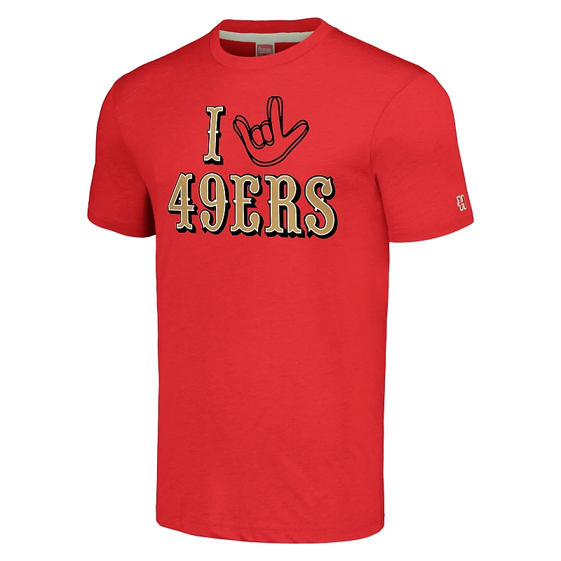 Hommage unisexe Scarlet San Francisco 49ers La collection NFL ASL par Love Sign T-shirt triple mélange