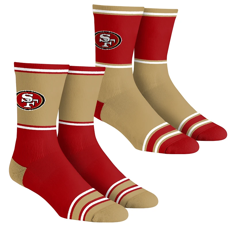 Lot de 2 paires chaussettes unisexes Rock Em Socks des 49ers San Francisco, à blocs couleurs