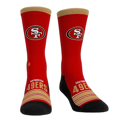 Chaussettes unisexes Rock Em d'équipage à rayures Gametime des 49ers de San Francisco