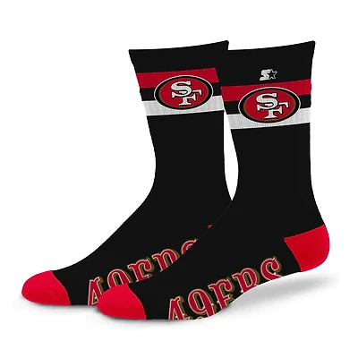 Chaussettes unisexes Starter San Francisco 49ers Team Color Two-Stripe Crew