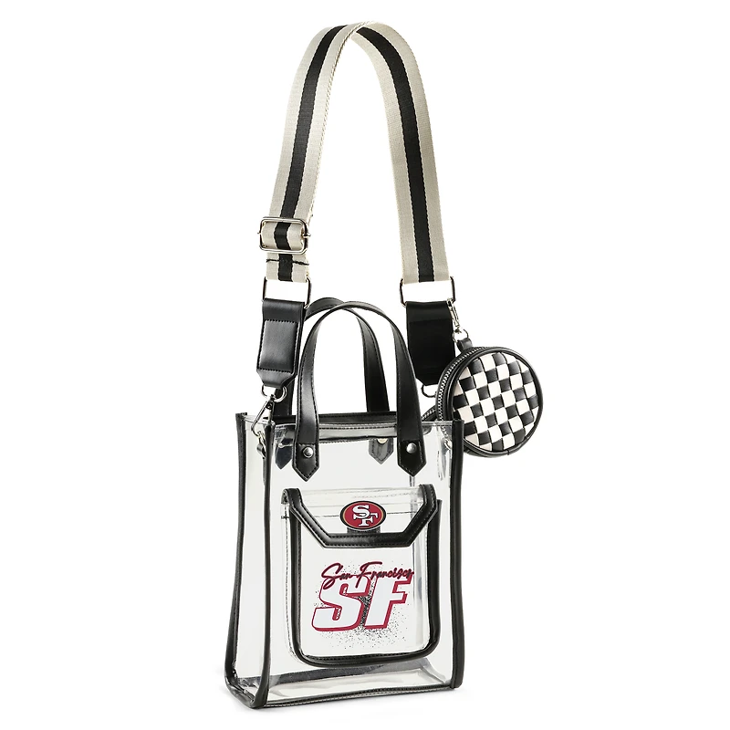 WEAR by Erin Andrews Sac à bandoulière transparent avec pochette pour pièces de monnaie des 49ers de San Francisco