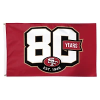 Drapeau de luxe WinCraft San Francisco 49ers 80e anniversaire 91 x 152 cm (3 pi x 5 pi) à une face
