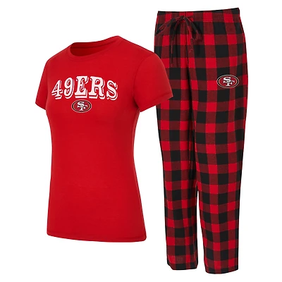 Women's Concepts Sport  Scarlet/Black San Francisco 49ers Avondale T-Shirt & Pants Flannel PJ Set