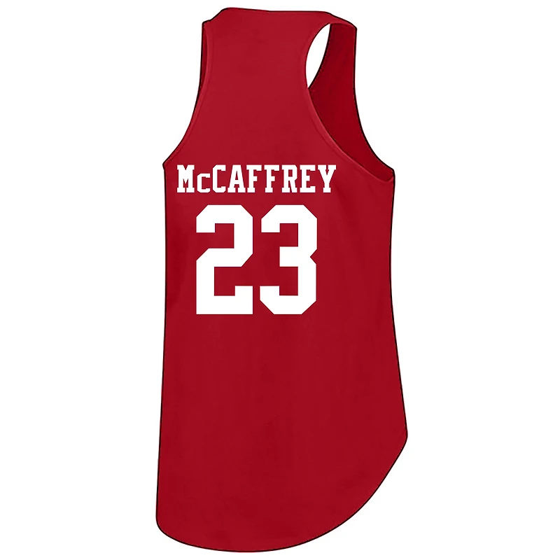Débardeur grande taille avec nom et numéro pour femmes Fanatics Christian McCaffrey Scarlet San Francisco 49ers