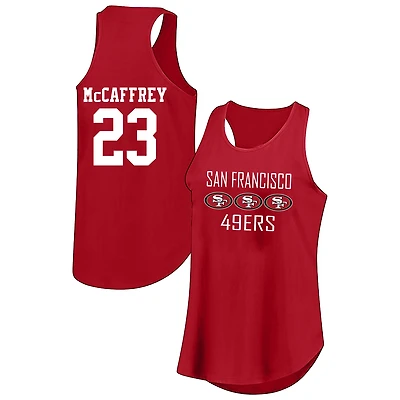 Women's Fanatics Christian McCaffrey Scarlet San Francisco 49ers Plus Name & Number Tank Top