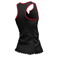 Women's New Era  Black San Francisco 49ers Lettuce Hem Notch Neck Tri-Blend Tank Top