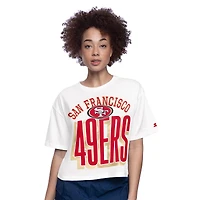 T-shirt court et boxy blanc pour femme avec inscription « Play the Ball » des 49ers de San Francisco
