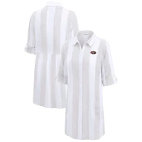 Women's Tommy Bahama  Khaki/White San Francisco 49ers Rugby Beach Stripe Button-Up Tunic