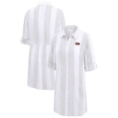Tunique boutonnée à rayures de rugby pour femme Tommy Bahama Kaki/Blanc San Francisco 49ers