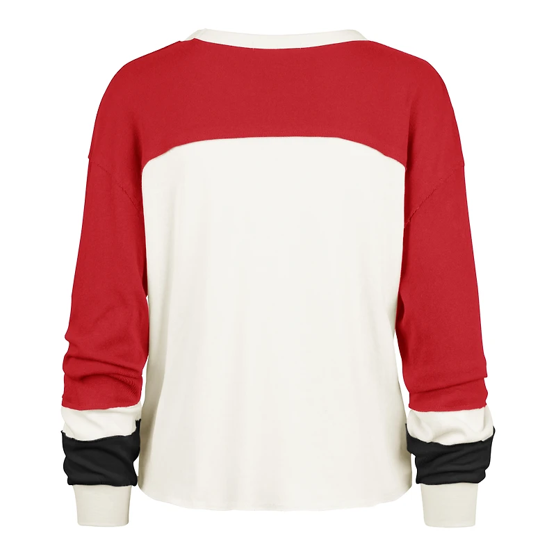 T-shirt à manches longues pour femme '47 crème/écarlate San Francisco 49ers grande taille Double Header Curve Toni