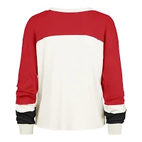 T-shirt à manches longues pour femme '47 crème/écarlate San Francisco 49ers grande taille Double Header Curve Toni