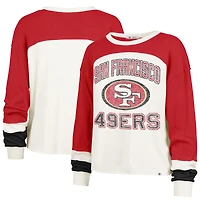 T-shirt à manches longues pour femme '47 crème/écarlate San Francisco 49ers grande taille Double Header Curve Toni