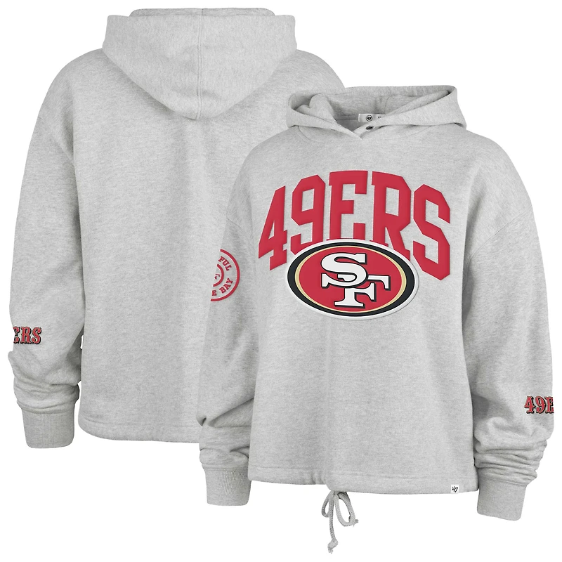 Sweat à capuche court manches longues pour femme '47 Heather Gray San Francisco 49ers High Hopes