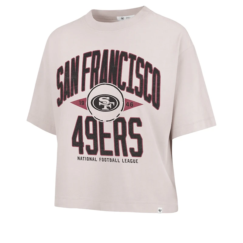 Women's '47 Natural San Francisco 49ers Cropped Windthrow Ravine T-Shirt