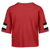 Women's '47 Scarlet San Francisco 49ers  Double Header Scout Cropped V-Neck T-Shirt