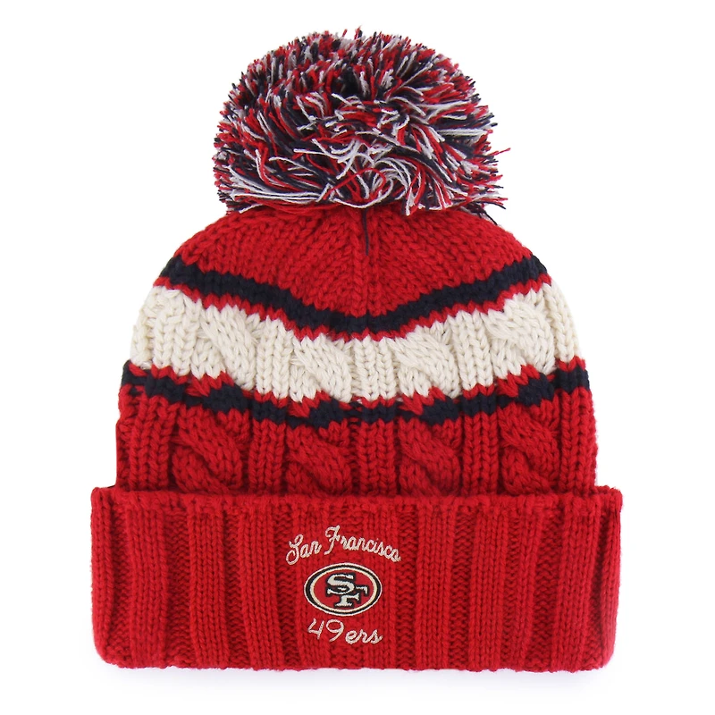 Bonnet en tricot à revers Emma Scarlet 47 des San Francisco 49ers pour femme avec pompon