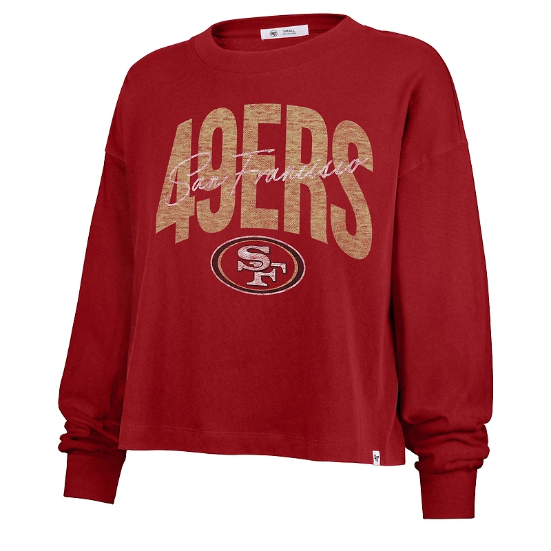Women's '47 Scarlet San Francisco 49ers Muse Sydney Long Sleeve Cropped T-Shirt