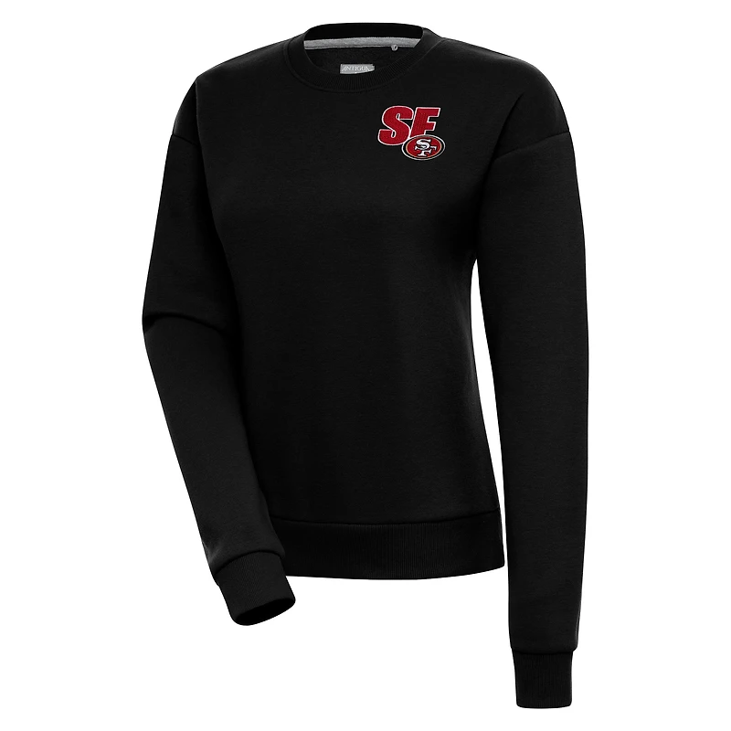 Women's Antigua  Black San Francisco 49ers Victory Pullover Sweatshirt