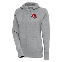 Sweat à capuche zippé Victory Antigua Heather Grey pour femme des San Francisco 49ers