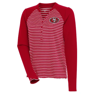 T-shirt Henley à manches longues Antigua Scarlet pour femme, San Francisco 49ers Maverick