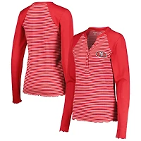 T-shirt Henley à manches longues gaufré Antigua Scarlet pour femme des San Francisco 49ers Maverick