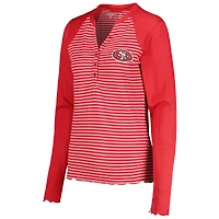T-shirt Henley à manches longues gaufré Antigua Scarlet pour femme des San Francisco 49ers Maverick