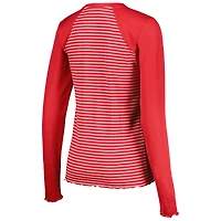 Women's Antigua Scarlet San Francisco 49ers Maverick Waffle Henley Long Sleeve T-Shirt