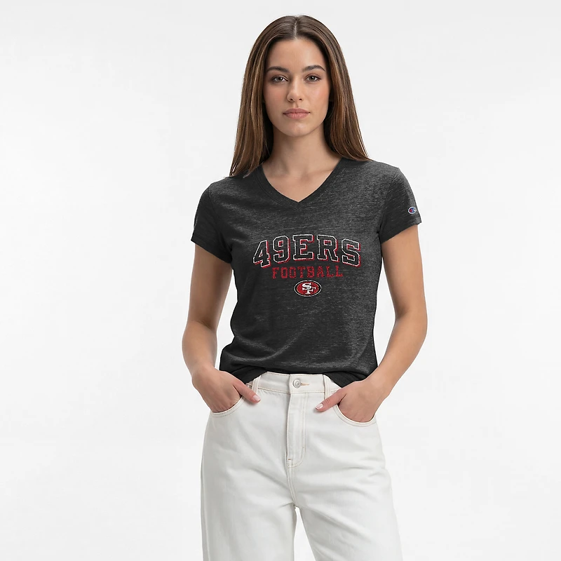 Women's Champion Black San Francisco 49ers Triumph Tri-Blend V-Neck T-Shirt