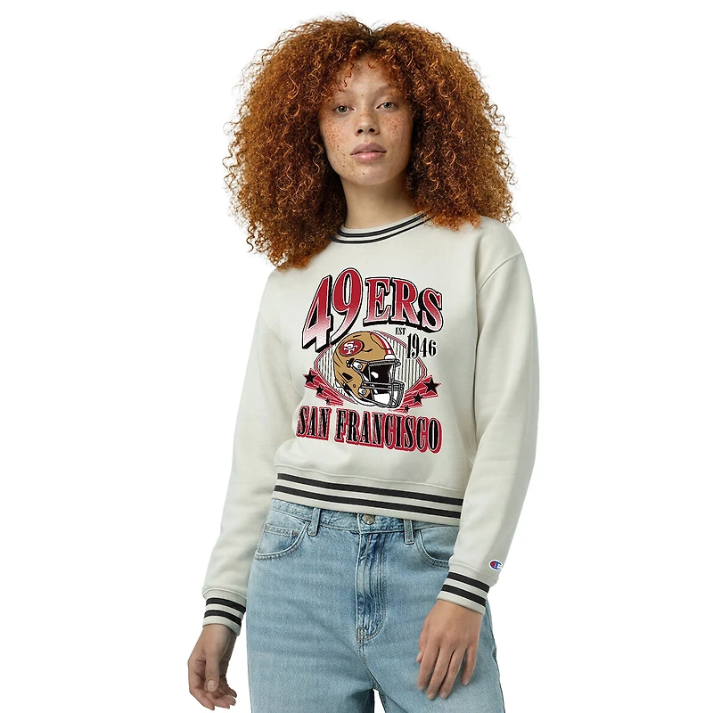 Women's Champion Cream San Francisco 49ers Reverse Weave Fleece Sweatshirt
